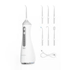 SEJOY Portable Electric Water Flosser Irrigator Dental Teeth Whitening strips 350ML Tank 5 Modes 5 Jet Tips For Home Travel
