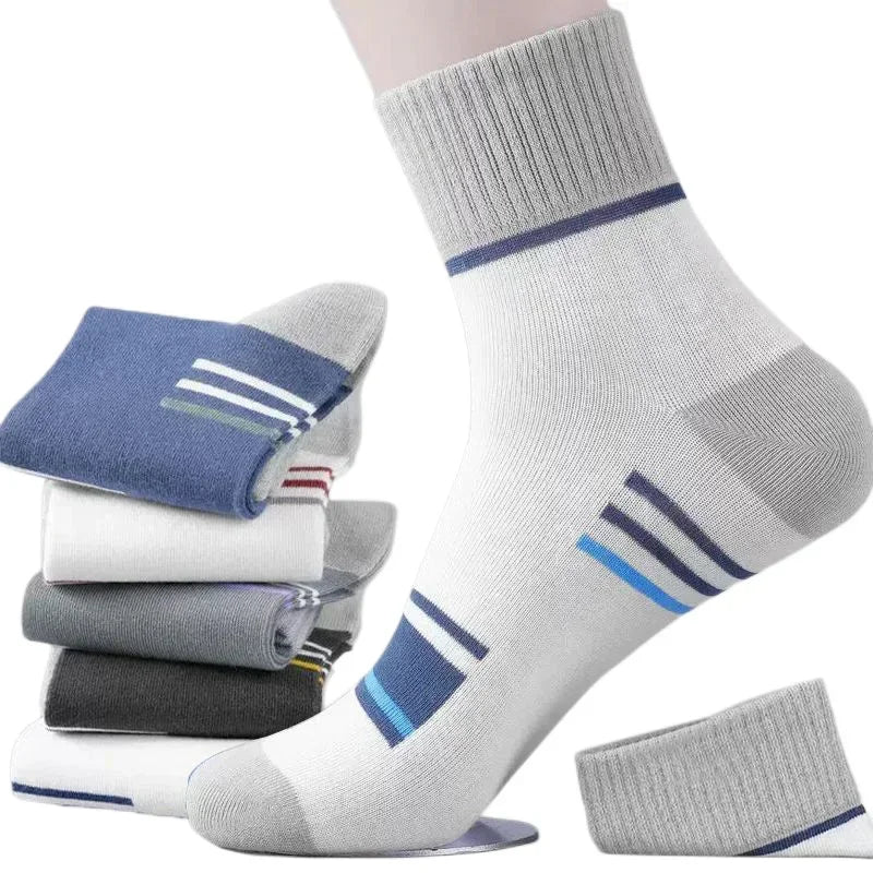 Men's 100% Cotton Casual Socks for Spring and Summer, Men's Antibacterial & Deodorant Business Socks, High-Quality Sports Socks