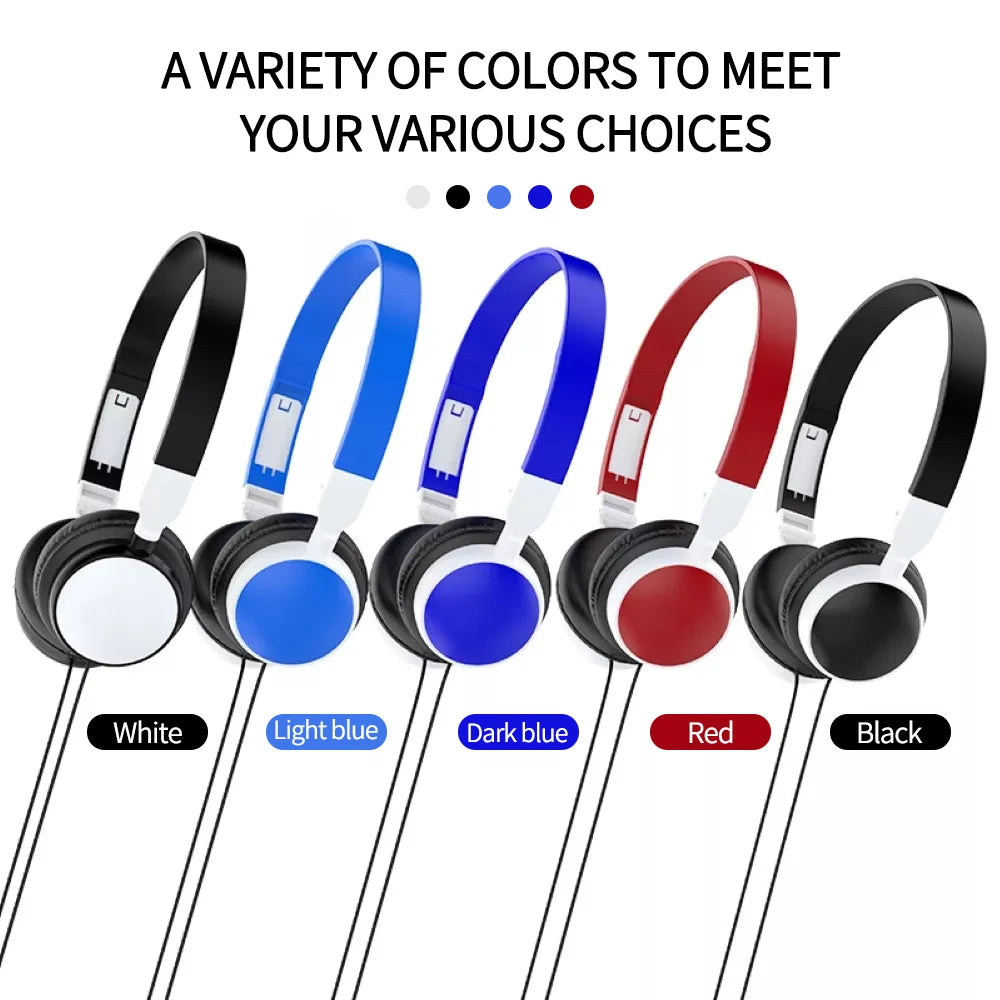 3.5mm Plug Wired Headphones Foldable Head Mounted Headset Earphone Headphones Stereo Foldable Sport Earphone for Phone/Tablet Main image