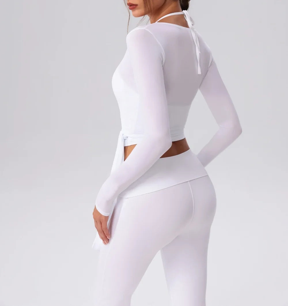 Yoga Sport Shirt Blouses Pilates Crop Top Fitness Women's Long Sleeve T-shirt Tees Sweatshirt Sportswear Woman Gym Yoga Clothes