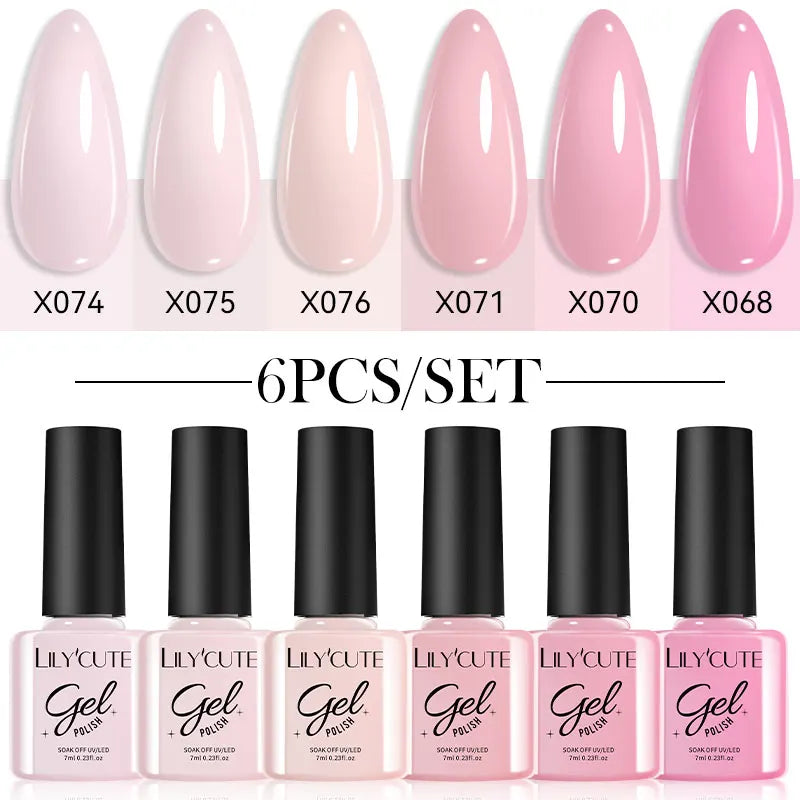 LILYCUTE 6PCS Gel Nail Polish Set Summer Neon Nail Gel Kits For DIY Nail Vernis Semi Permanent UV Lamp Gellak Nail Varnish Set