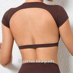Hearuisavy Summer Sports Shirts Breathable Workout Tops Fitness Sportswear Backless Yoga Clothing Sport Crop Tops Women Gym Top