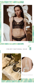 SuyaDream, Woman Lace Bra Set, Real silk Linings, Thin Mold Cup, Wire Free, Meshes Sheer Underwears, 2025 cozy Intimates