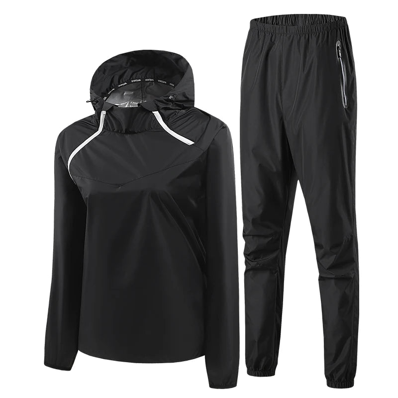 Men Double Zipper Sport Fitness Running Set Women Double Zipper Running Fitness Weight Loss Sweating Sweating Easy Lose Fat Set