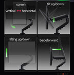 D-MOUNT D90 metal alumin 2-10KG 13"-32" monitor desktop stand mount gas spring arm full motion rotate clamp 0-60mm grommet