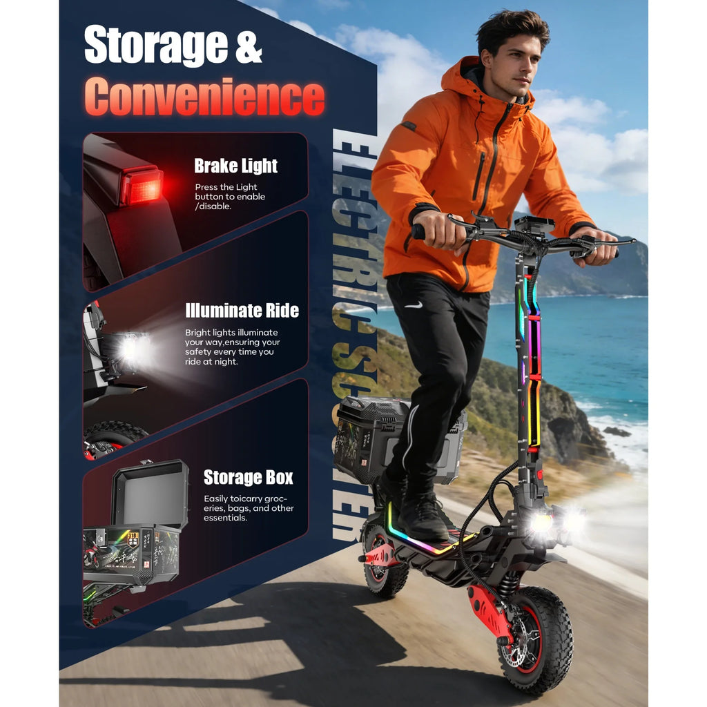 FREEBOY H10 E-Scooter Gift Toolbox 6000W Dual Motor 60V 28AH Battery Speed 75km/h 12" Tires Electric Scooter Hydraulic Braking