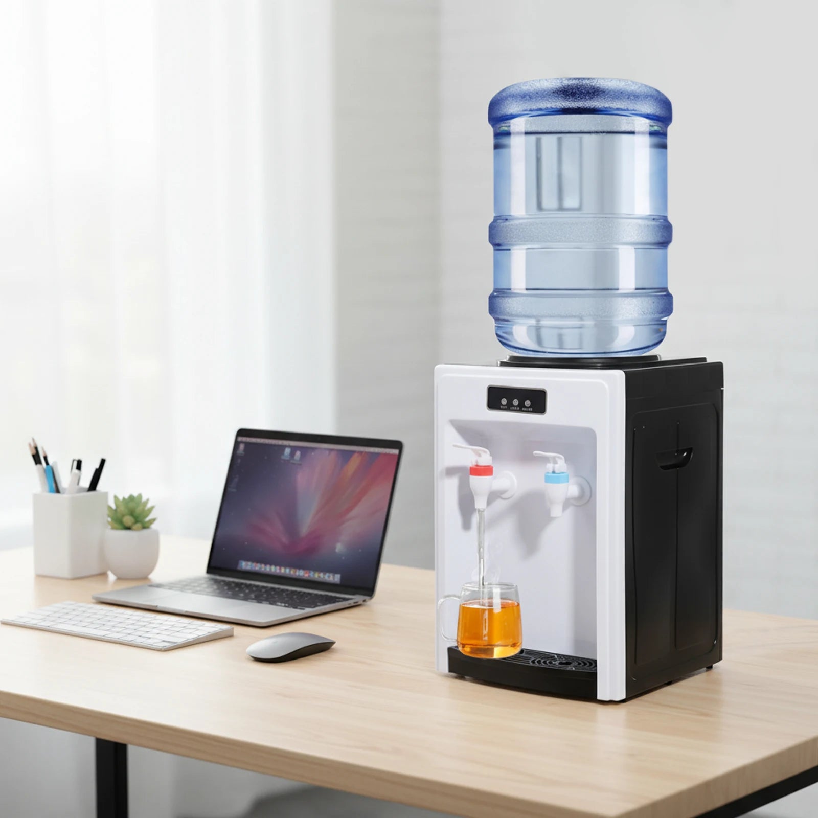 Electric Table Drinking Water Dispenser, Drinking Fountain, Office Cooler Home Hot/Cold Beverage Machine for 4.5-18.9L Buckets