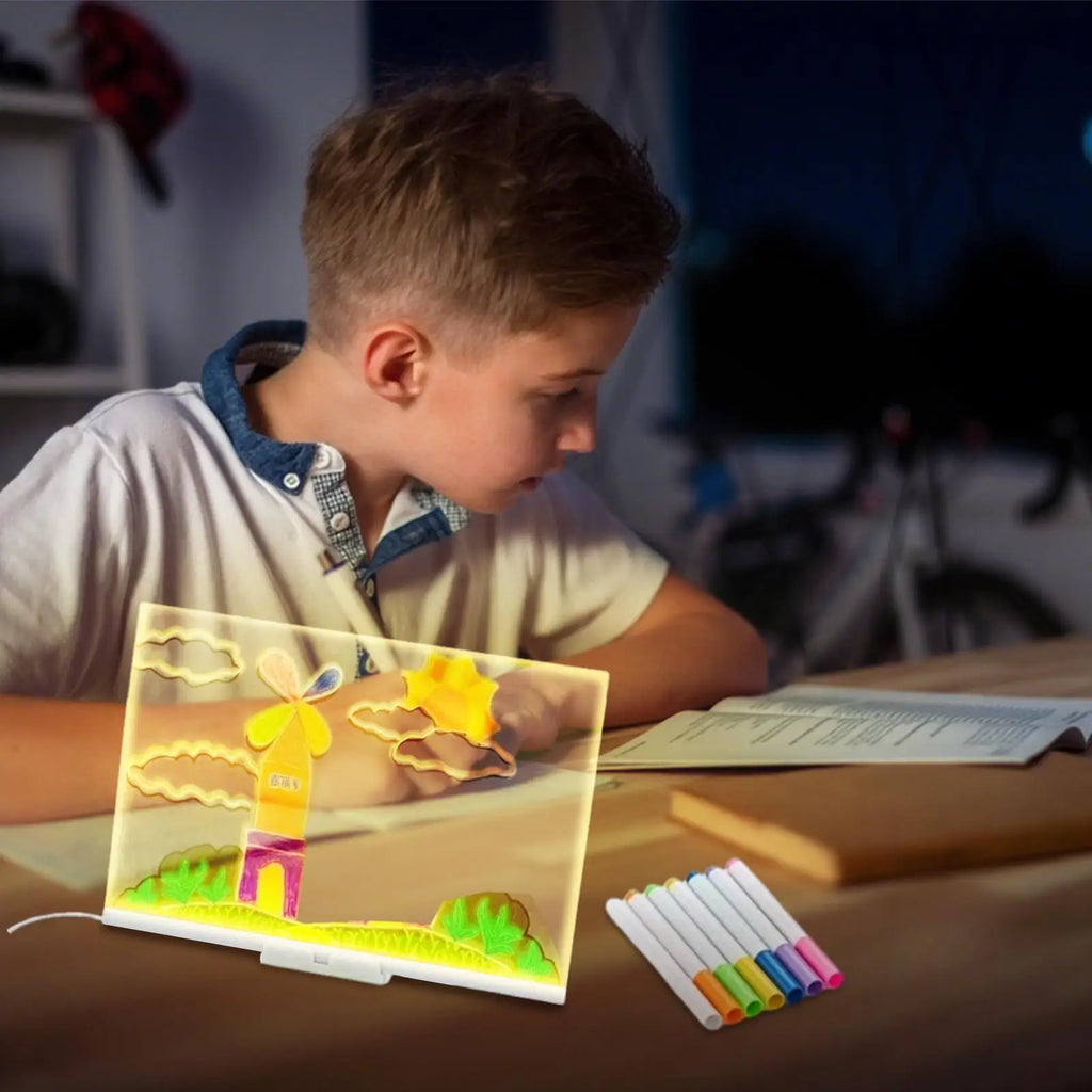 LED Drawing Board Toddler Painting Board Educational Toddler Writing Supplies Portable Drawing Tool for School Home Travel