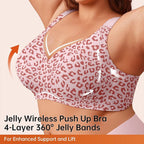 Leopard Jelly Bras No Underwire Push Up Wireless Bra Seamless Lift Bras Full Coverage Bralette Everyday Brassiere Plus Size