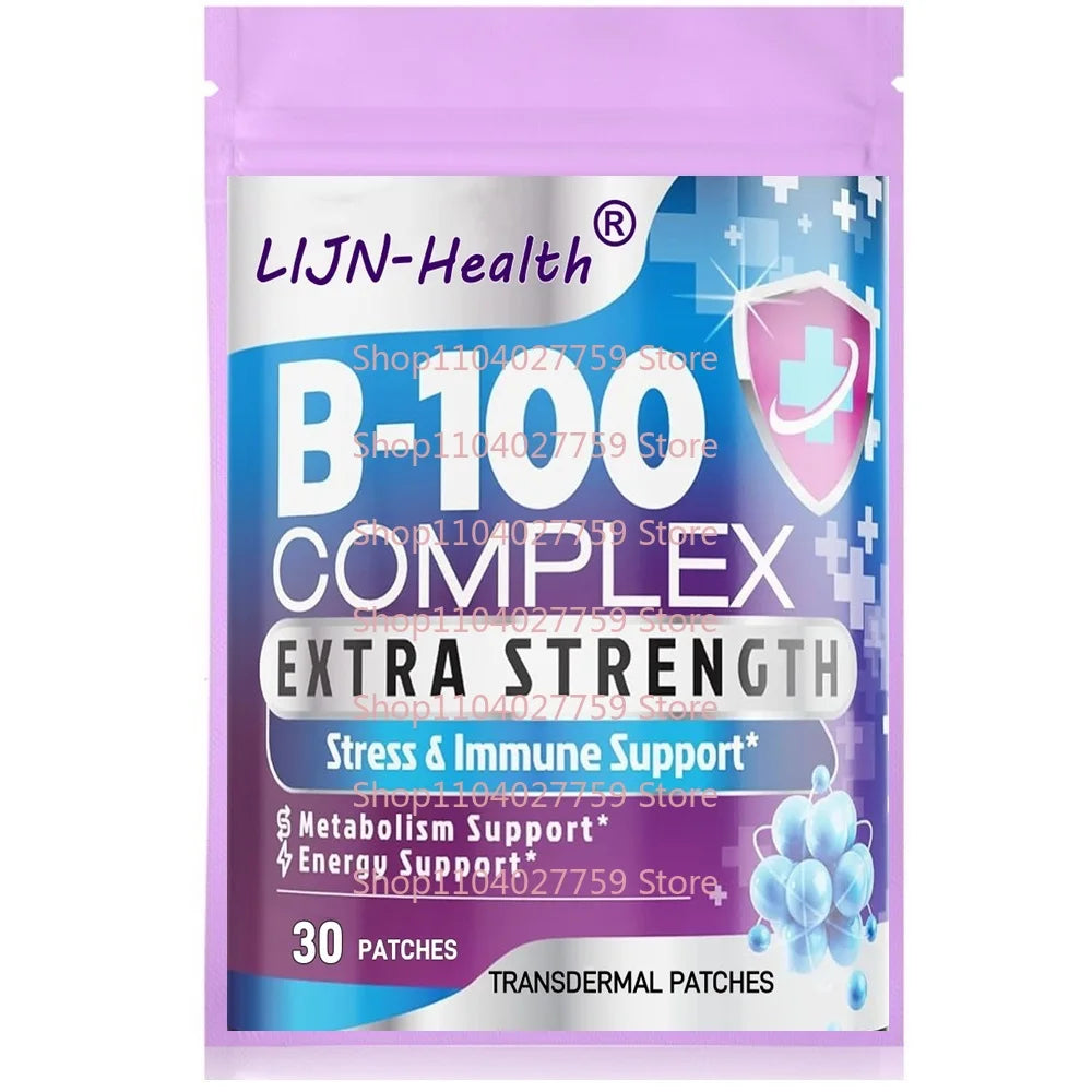 30 Patches Vitamin B Complex Transdermal Patches All B Vitamins Folic Acid, Vitamin C  Immune, Energy & Metabolism Support Main image