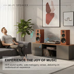 High Power Passive Speakers 8 Inch Floor Standing 3 Way Home Audio System 90dB Sensitivity Wooden Hifi Speakers A Pair