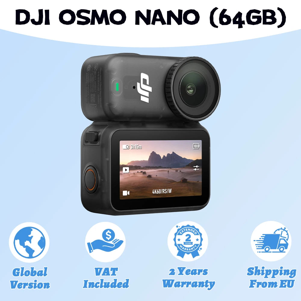 DJI OSMO NANO Lightweight Sports Action Video Cameras 1/1.3 ″ Sensor 143 ° Wide Wearable Camera For Cycling Running Vlogging