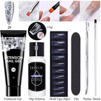 LILYCUTE 15ml Extension Gel Nail Polish Set Quick Nail Prolong With Extend Mold Nail Tips Acrylic Solution Manicure Tools Kit
