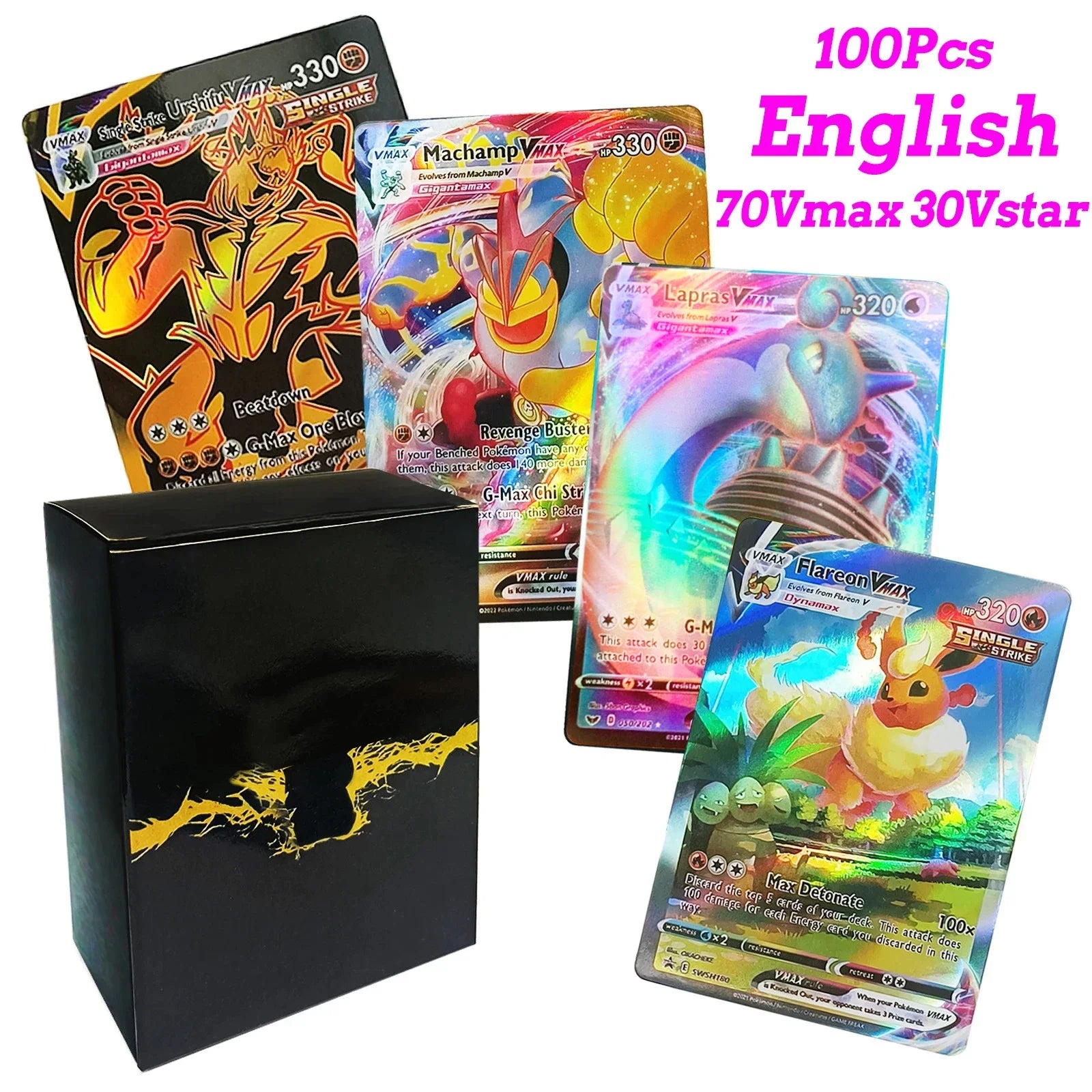 60-100Pcs New English French Spanish Pokemon Cards GX MEGA EX TAG TEAM Vstar Game Battle Card Hot Sale Collection Card Kids Gift