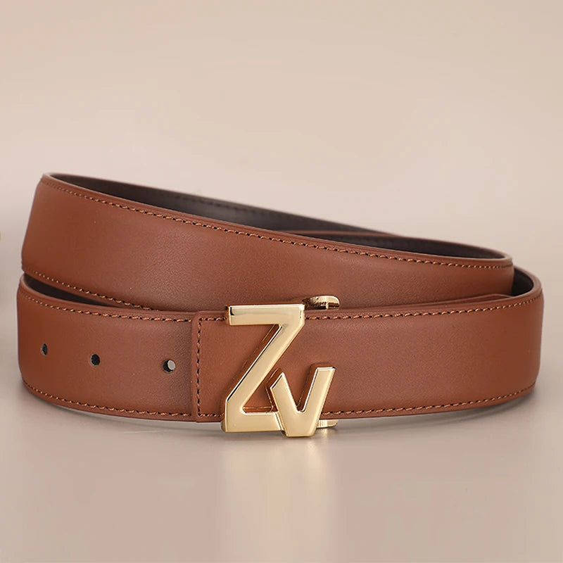 Thin 3.4cm Famous Brand Belt women Top Quality Genuine Luxury Leather Belts for women Strap Metal Belt Fashion Women's jean belt