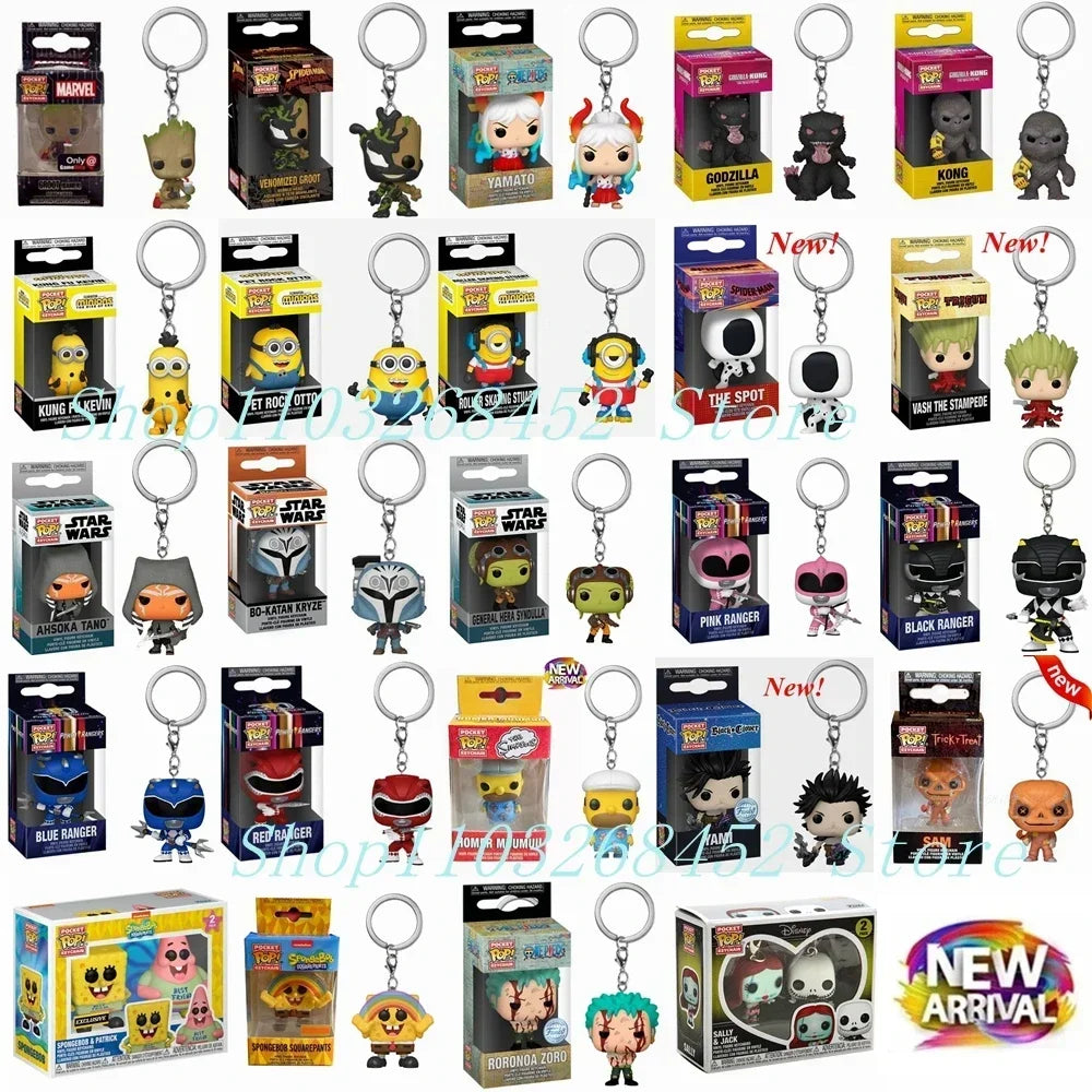 2026 Funko Keychains Ranger Red Blue Pink Minion Kevin Otto Stuart Spider Spot Vash Ahsoka Inuyasha Homer Sam Sally Figure Toys Main image