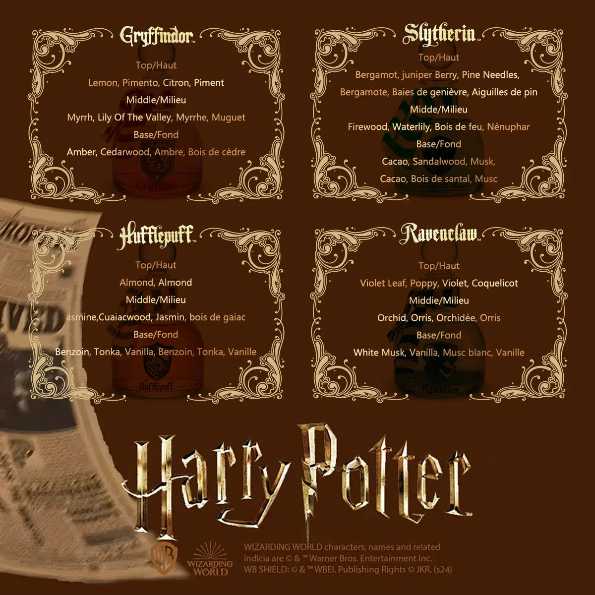 MINISO Harry Potter Series 4pcs Magic Academy Flameless Aroma Kit Cartridge Reed Diffuser Oil Air Freshener Fragrance set
