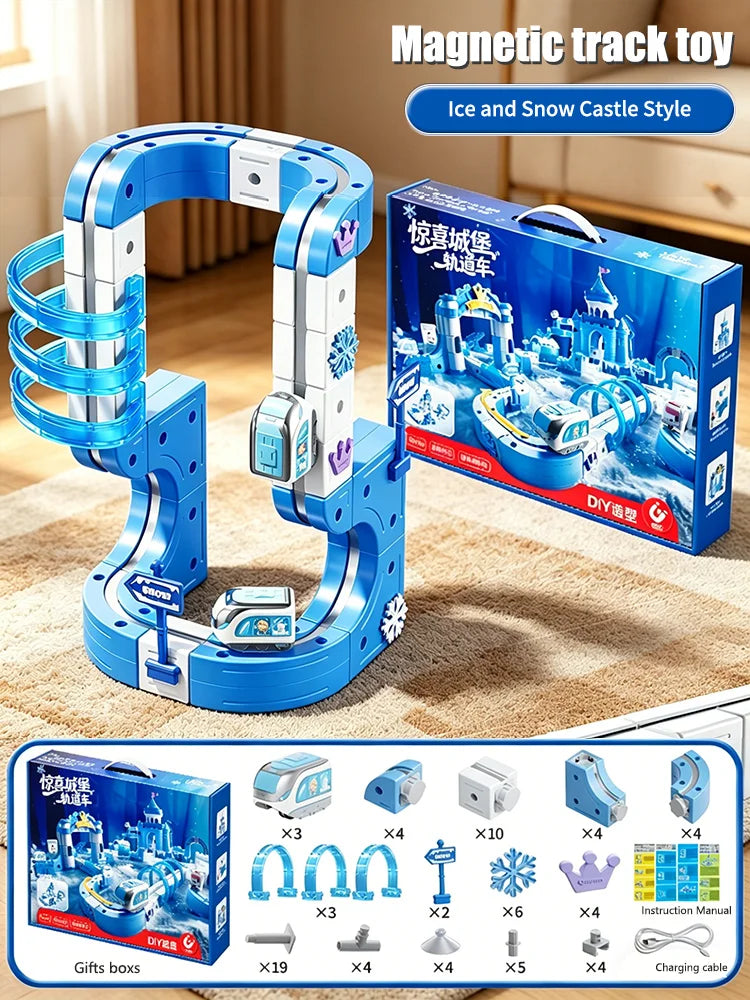 Magnetic Train Toy For Boys Track 1:64 Electric Rail DIY Magic Vehicle Model Toys Education 3 Years Children Gifts