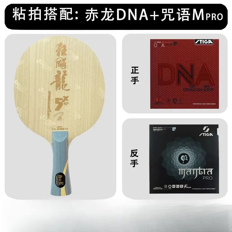 DHS Hurricane Long 5X Ma Long pro Table Tennis Blade with Inner Carbon Handle Offense Loop Ping Pong Blade Combo for Sports