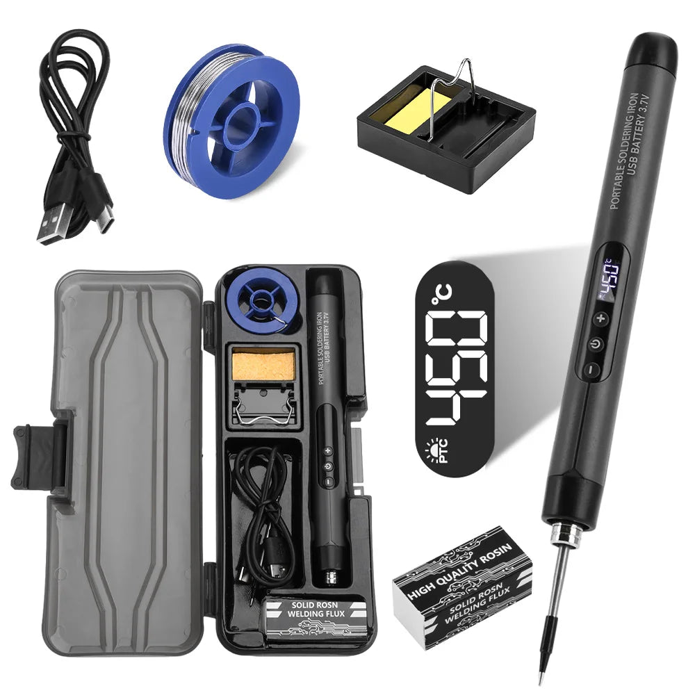 USB Soldering Iron Mini Small Soldering Iron Set Portable Household Type-C Interface 600mAh Battery Adjustable Temperature Main image