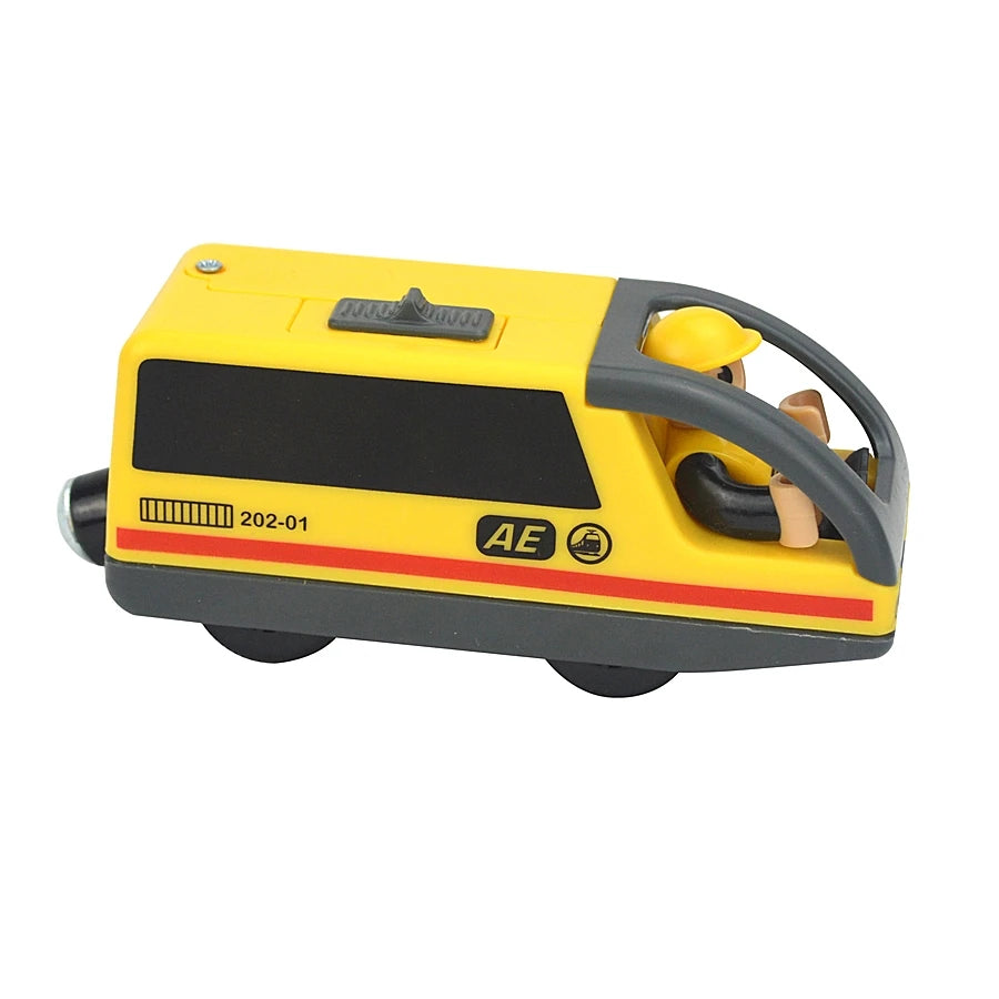 Kid Magnetic Electric Train Car Locomotive Wooden Track Slot Diecast Railway With Two Carriages Train Wood Toy Biro Leduo Track