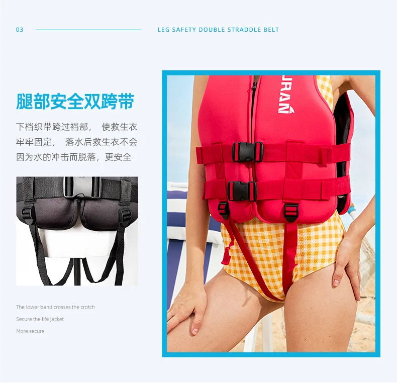 Neoprene Life Jacket for Adult Children New Water Sport Buoyancy Jacket Life Vest Swimming Boating Skiing Driving Vest Drifting