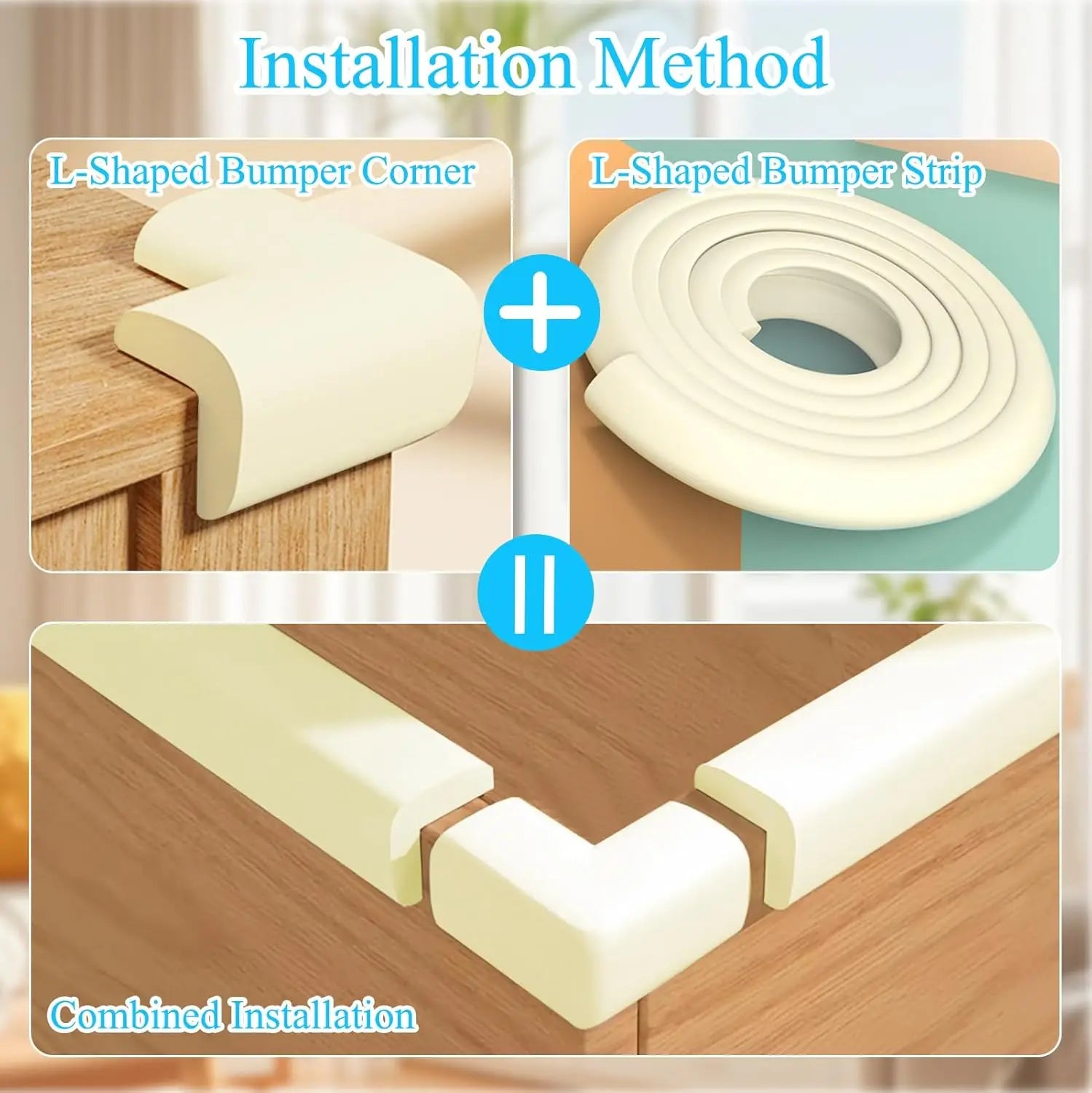 1Roll Baby Safety Table Corner Protector Strip with 4 Self Adhesive Corner Guards Soft NBR Foam Baby Proofing Edge Corner Guards