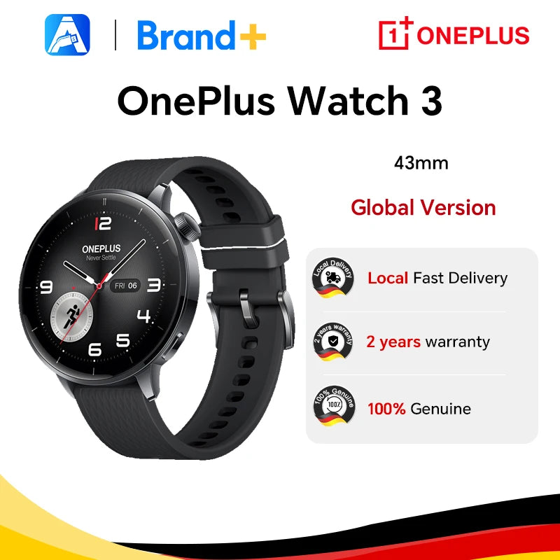 Global Version OnePlus Watch 3 43mm Smartwatch 1.32inches AMOLED Display Up to 60H Battery Life Wear OS by Google GPS NFC Main image