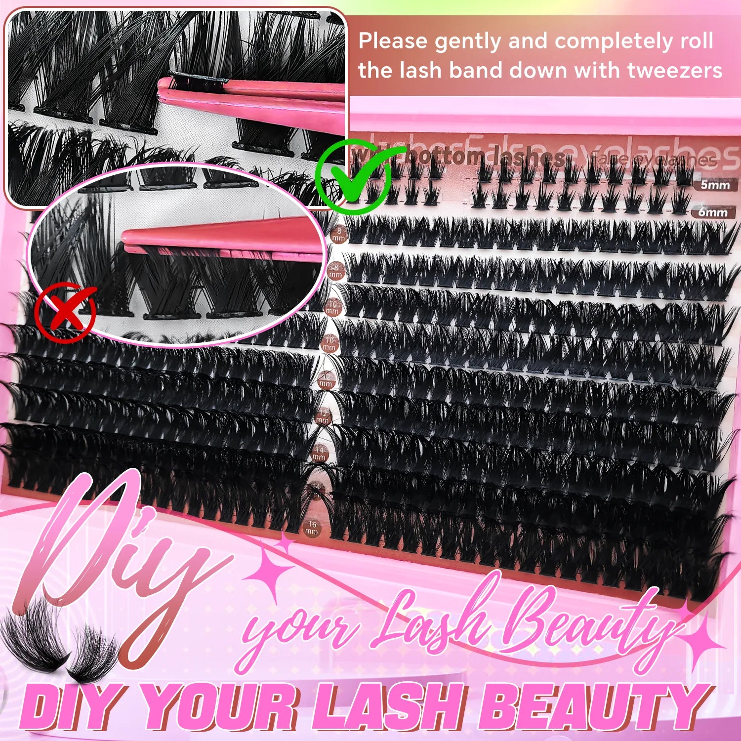 60/402PCS 100D Eyelash Set with Lower Eyelashes Thick & Comfortable for Daily Wear Party Wedding Night Makeup Lash Extensions