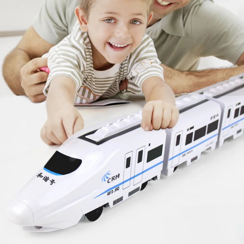 Toy Train Electric Bullet Train Battery Operated Action Locomotive Car High Speed Vehicle with Train Sound Light Gift for Kids
