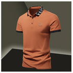 Summer men's POLO shirt fashionable ice silk quick drying short sleeved T-shirt solid color loose fitting business collar top