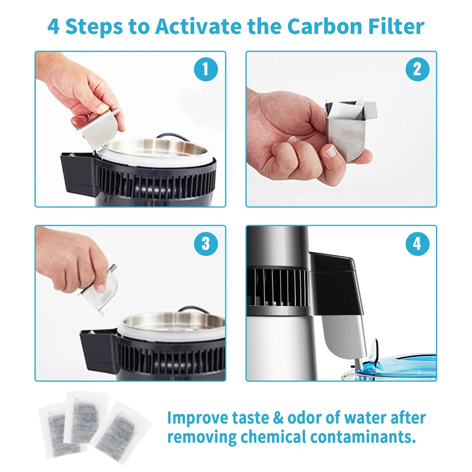 SucceBuy 4L Water Distiller Purifier Filter 1 L/H Distilling Speed Dispenser Drinking Bottle Softener Touch Screen Home Use Secondary image