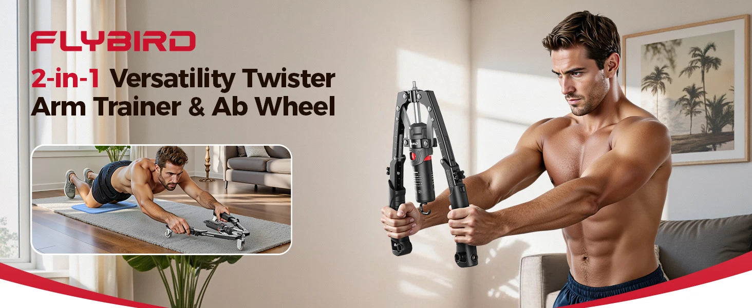Full Body Power Trainer with Hydraulic Resistance, Push Twist Board with Ab Wheel for Chest, Arms, Shoulders and Core Strength