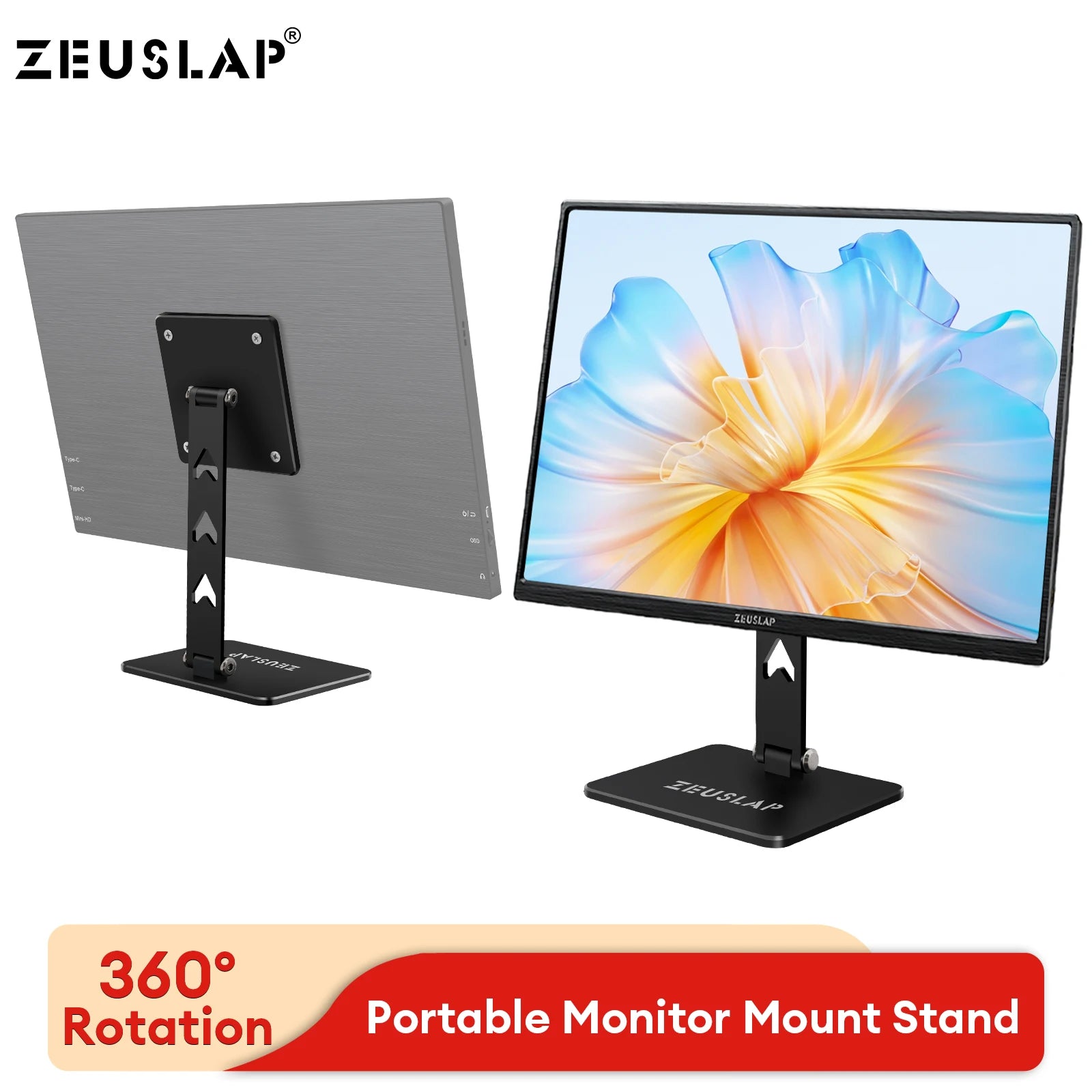 ZEUSLAP Rotating Portable Monitor Desk Metal Stand Holder For VESA Mount monitor Main image