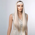 ALAN EATON Long Blonde Synthetic Headband Wig Ombre Blonde Straight Hair Wigs Natural Looking Heat Resistant Fiber for Daily Use