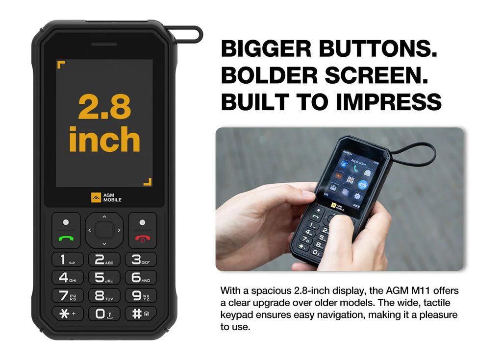 AGM M11 4G Rugged Phone IP68 Waterproof 4000mAh Removable Battery Wi-Fi Hotspot Reverse Charging FM Radio for Outdoor