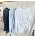 Women's Yoga Shirts Sports Tops Long Sleeve O-neck Breathable Running Shirt Loose Fitness Clothes Gym Sportwear Pilates T-shirts