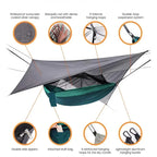 260x140cm Camping Hammock Double Size Parachute with Mosquito Net Rain Fly Tarp Lightweight for Hiking Travel
