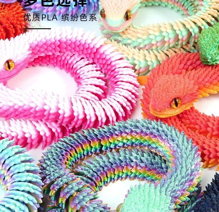 3D Printing Action Figure Snake Egg Toys Creative Stress Relief Anime Figures Moveable Rotation Desktop Ornaments Gift