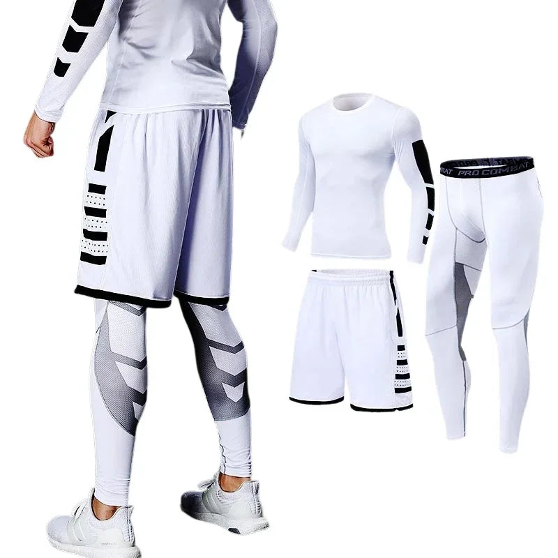Men's Running Tracksuit Training Fitness Sportswear Set Compression Leggings Sport Clothes Gym Tight Sweatpants Rash Guard Lycra Main image