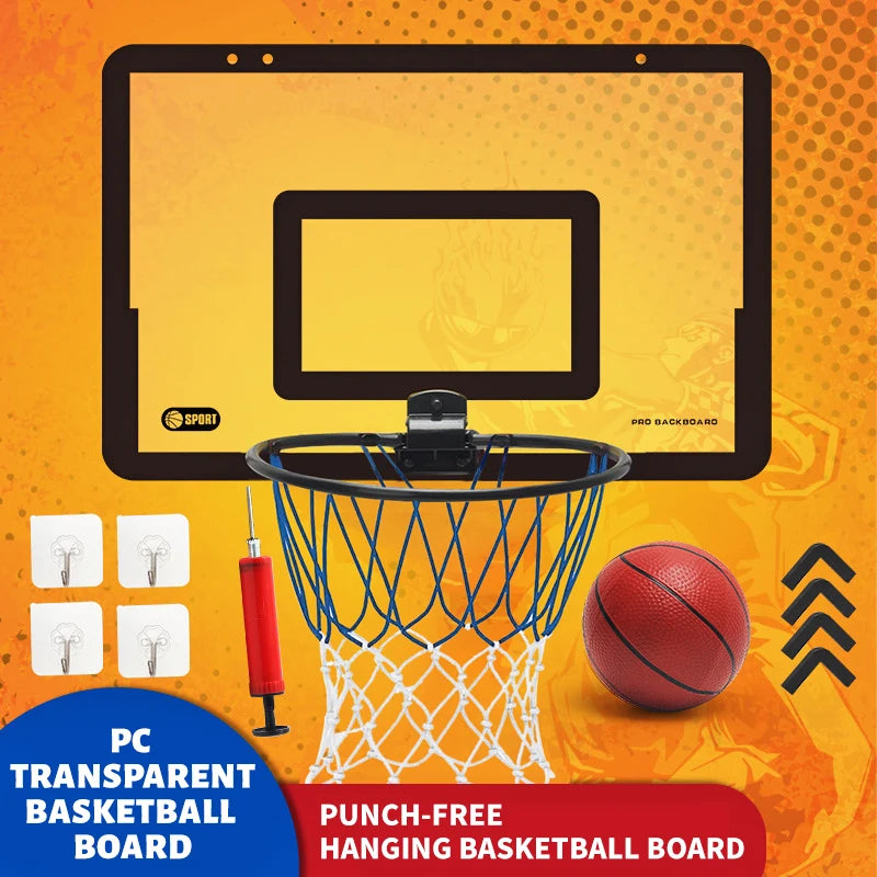 Children's wall mounted silent non porous foldable basketball stand indoor and outdoor activity basketball stand with basketball Main image