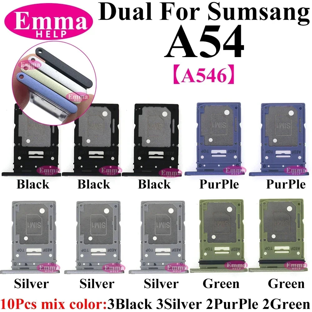 10Pcs Dual Card Phone Sim SD Card Tray For Samsung Galaxy A14 A24 A34 A54 A13 A23 A33 A53 A73 Sim Card Holder Adapter Drawer