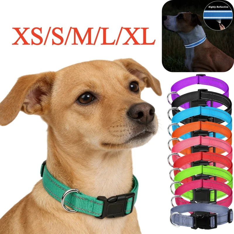 Pet Dog Collar Nylon Reflective Neck Collar for Small Medium Large Dog Pet Leash Collars for Dog Supplies Pet Accessories