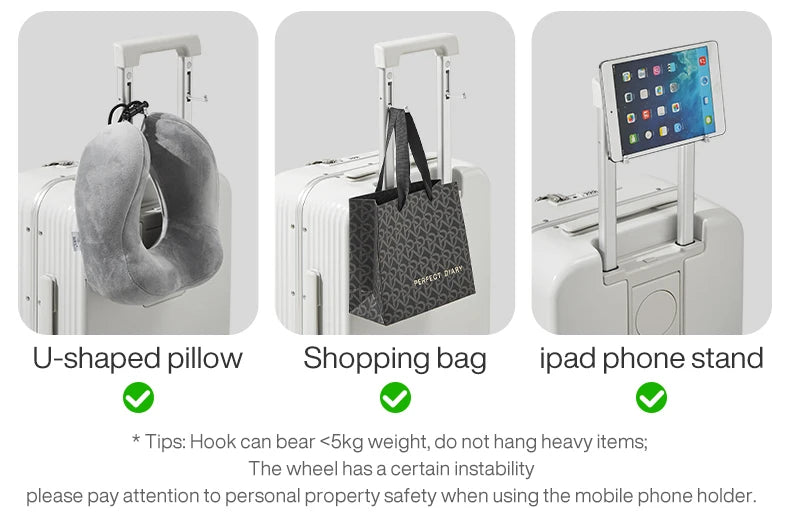 Mixi NEW Aluminum Frame Suitcase Carry On Rolling Luggage with USB Port Boarding Cabin Cup and Phone Holder 20 24 Inch