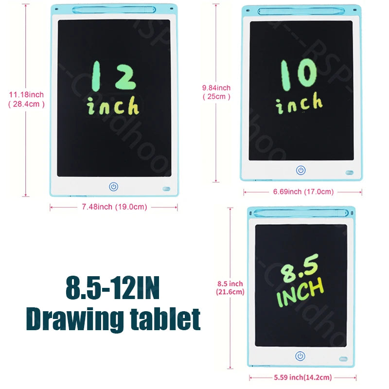 8.5/10/12IN LCD Writing Graphic Tablet for Kids 3-8Years, Reusable Magic Drawing Board with Stylus Erasable Doodle Pad Toy Gift