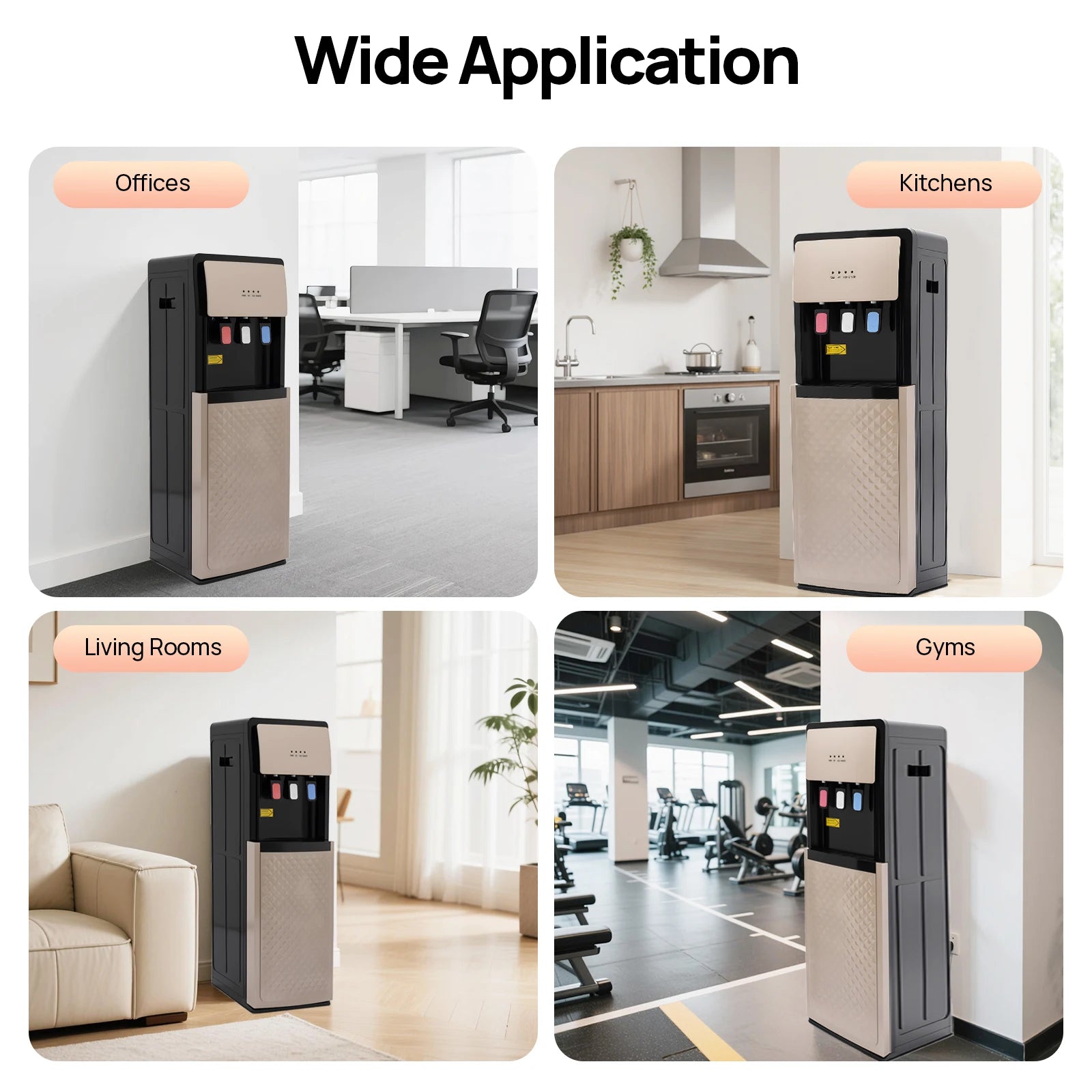 Electric Hot and Cold Water Cooler Dispenser, Versatile Standing Bottom Loading Water Dispenser for Home Office, 110V US/220V EU