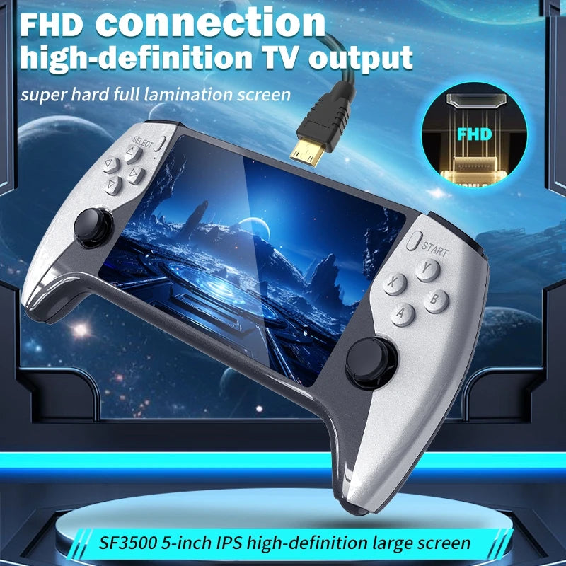 Multifunctional 5 Inch IPS HD Retro Handheld Game Console SF3500 Support Multi-System with FHD Port& Dual Core,256GB Expandable Main image