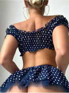 Polka Dots Sexy Tutu Women's Lingerie Set High-value Fashionable and Exquisite Off-the-shoulder Slot Two-piece Set