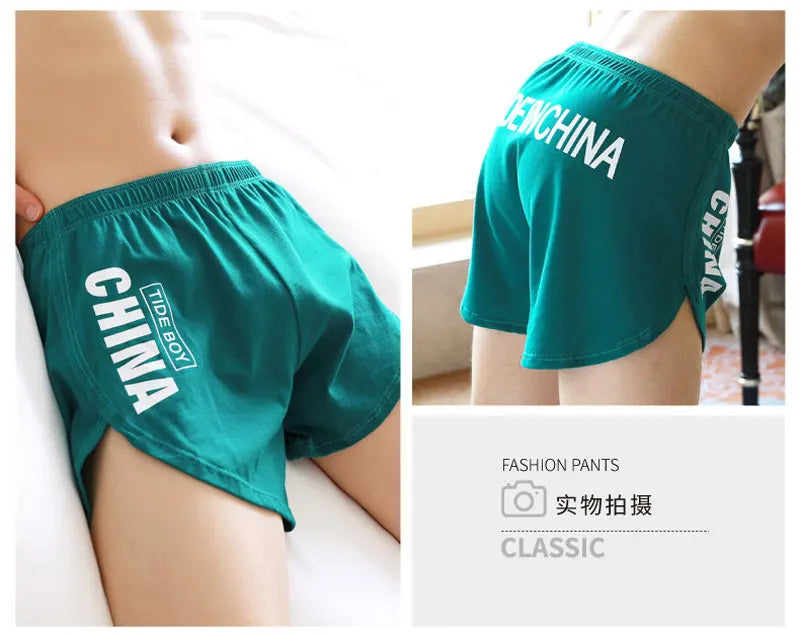 Fashion Loose Men's Underwear 100%Cotton Soft Mid Waist Arrow Pants Breathable Underpants Boys Large Size Boxer Shorts Sleepwear