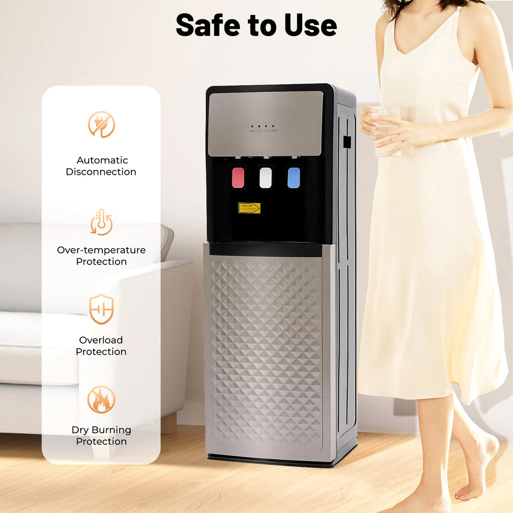 Electric Hot and Cold Water Cooler Dispenser, Versatile Standing Bottom Loading Water Dispenser for Home Office, 110V US/220V EU